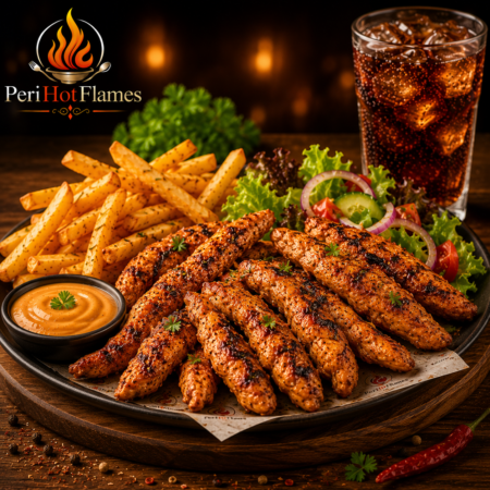 Peri Grilled Strips with Fries & Refreshing Drink