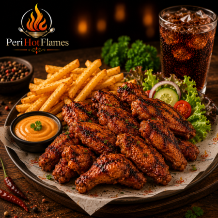 Peri Grilled Wings with Fries & Refreshing Drink