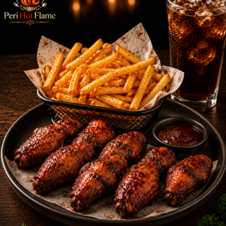 6 PCS BBQ Wings with Crispy Fries & Refreshing Drink